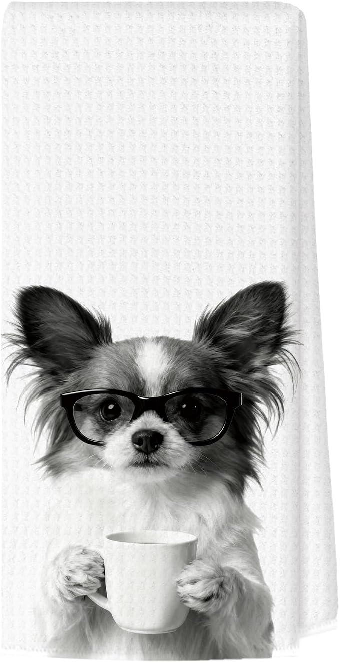 Funny Papillon Kitchen Towels, Dog Kitchen Accessories, Dog Chef Gifts by Unknown