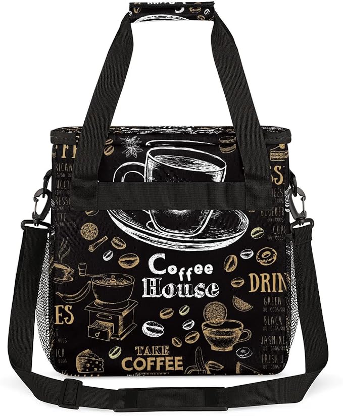 coffee cups beans bread Coffee Maker Carring Bag Travel Carrying Storage Tote - Image 5