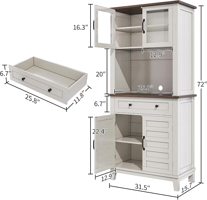 IDEALHOUSE Farmhouse Coffee Bar Cabinet - Image 3