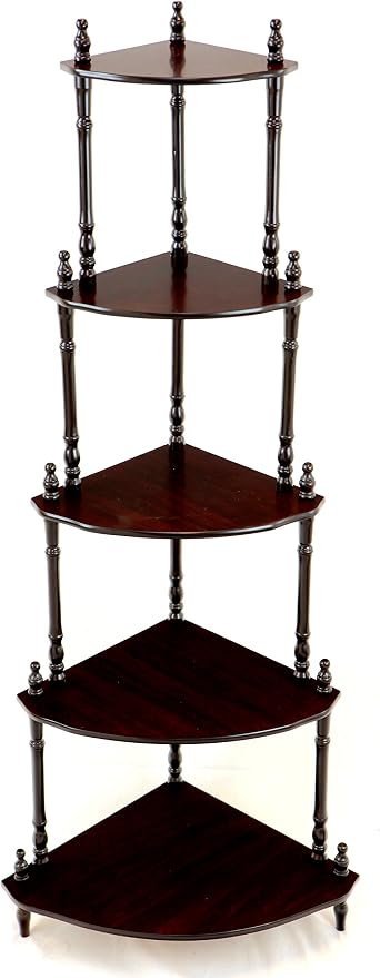 Frenchi Home Furnishing 5-Tier Corner Stand, Dark Cherry by Frenchi+Home+Furnishing