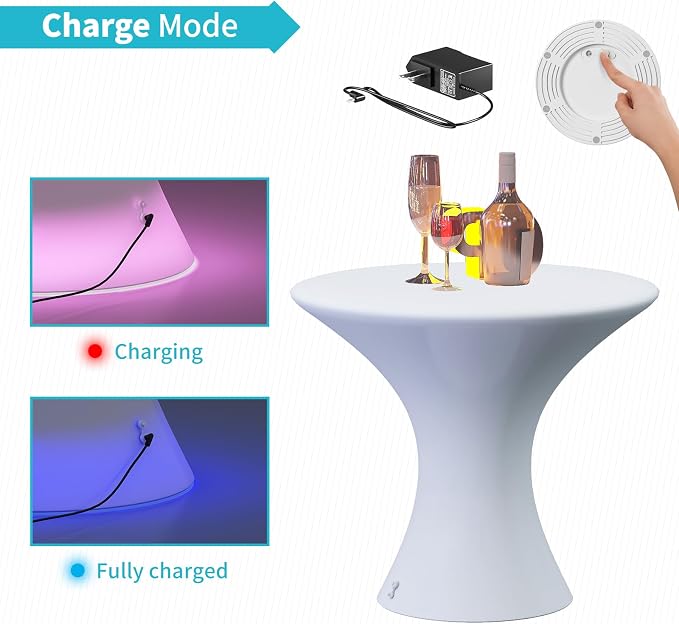 CECER 18" LED Cocktail Table，Rechargeable Light Up Furniture - Image 4