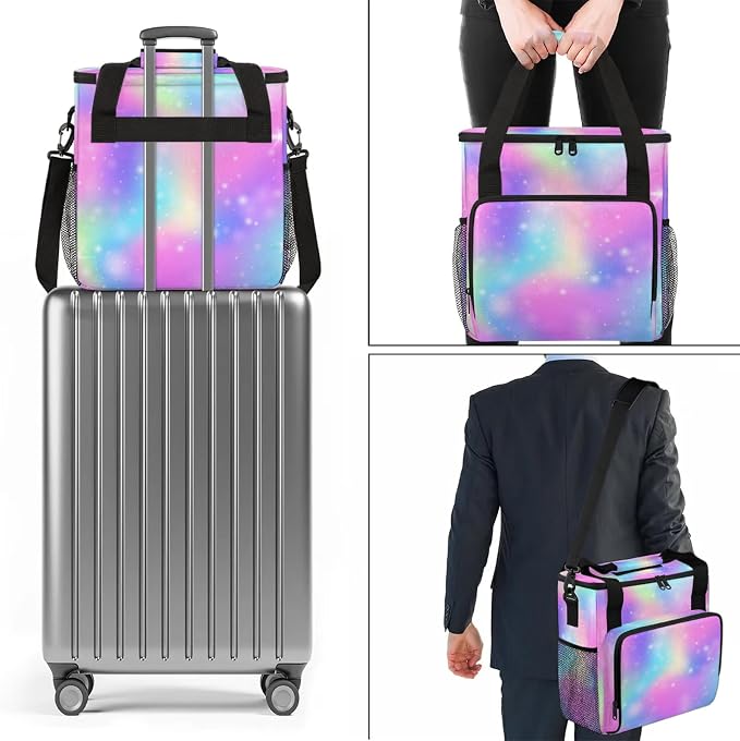 Galaxy Glitter Coffee Maker Carring Bag, Large Insulated Storage Organizer Case - Image 7