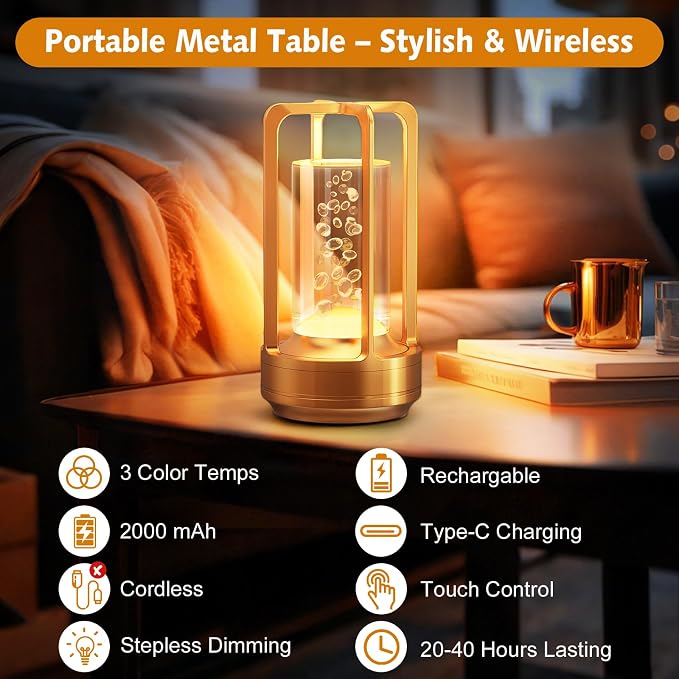 Portable Table Lamp for Outdoor Indoor: Cordless Rechargeable Desk Lamp - Image 2