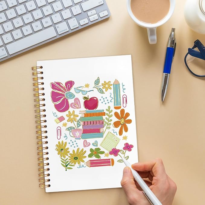 kunlisa Boho Floral Teacher Spiral Notebook Journal 5.5x8.3, Thank You - Image 5