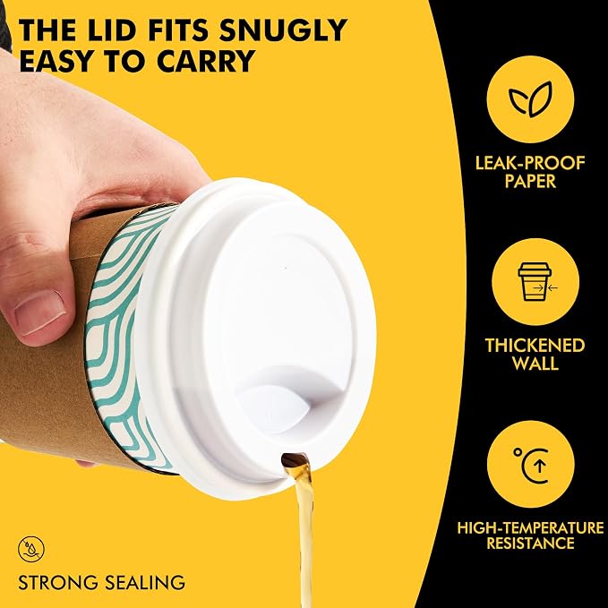 RACETOP 16 oz Paper Coffee Cups, 100 Pack Disposable Coffee Cups - Image 6
