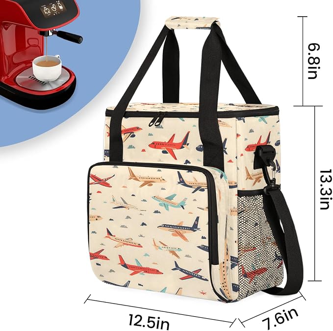 Cute Airplane Aircraft Coffee Maker Carring Bag, Large Insulated Storage - Image 2
