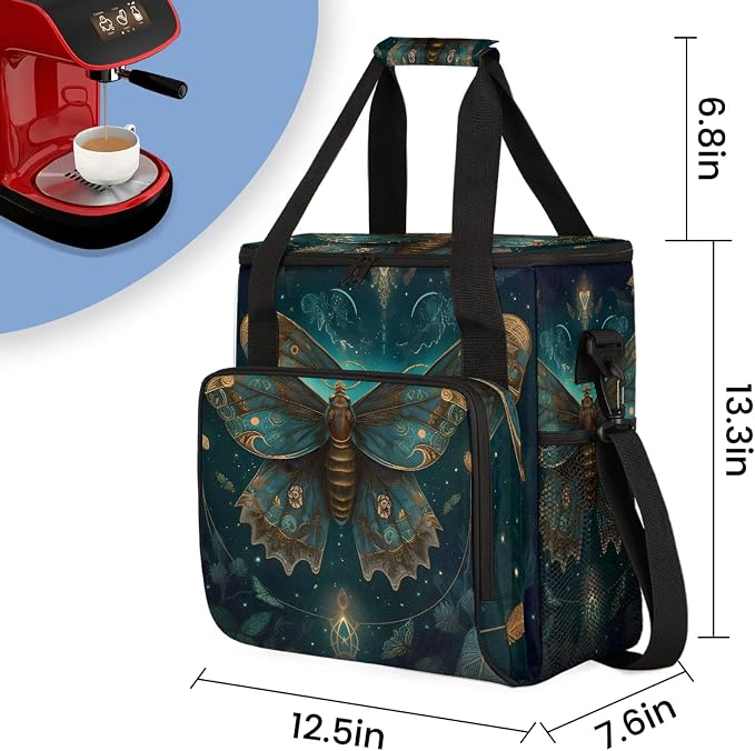 Butterfly Retro Vintage Coffee Maker Carring Bag, Large Insulated Storage - Image 2