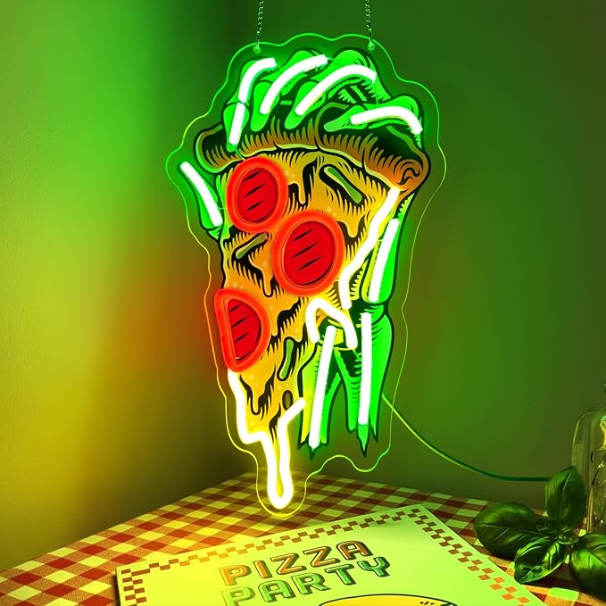 Pizza Neon Sign for Wall Decor Dimmable Pizza LED Neon Light USB Powered LED by JIARODEYLEDNEONSIGN