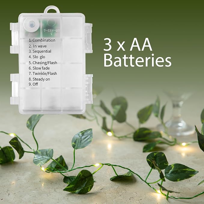 Vine with Fairy Lights, 33ft 100 LEDs Vine Lights Pothos Battery Operated - Image 9