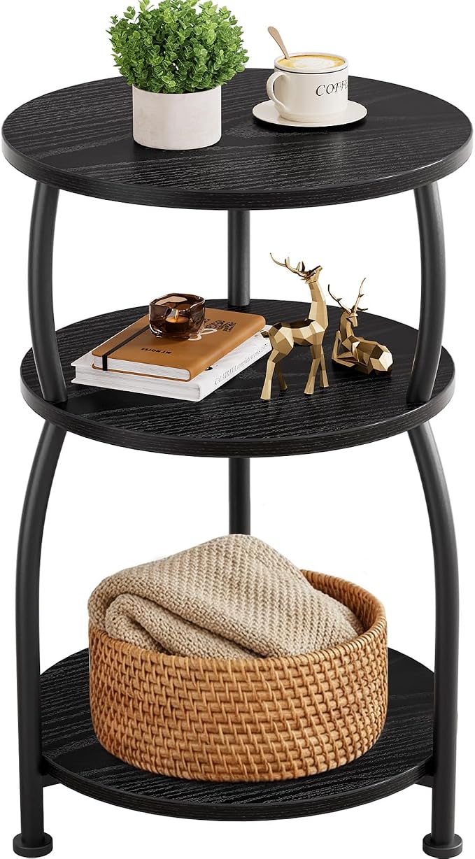 Round Side Table, 3-Tier End Table by designyourhome