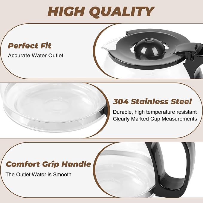 4-Cup Glass Carafe fits for Mr.Coffee, Universal Coffee Pot Machine Glass - Image 2