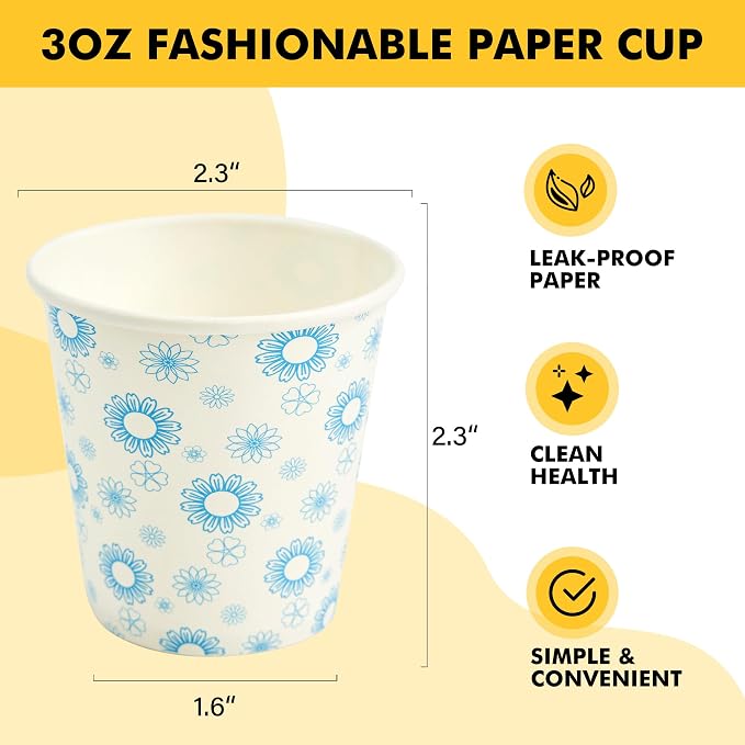 RACETOP Paper Cups 3 oz, Bathroom Cups 3 oz, Disposable Bathroom Paper Cups - Image 2