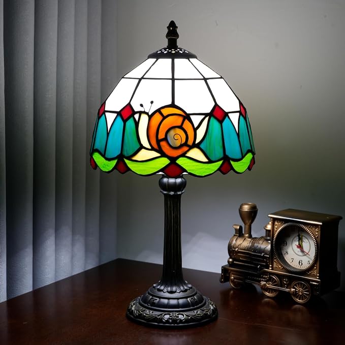 Tiffany Lamp Stained Glass Table Lamp 8X8X14 Inches Snail Style Living Room - Image 2
