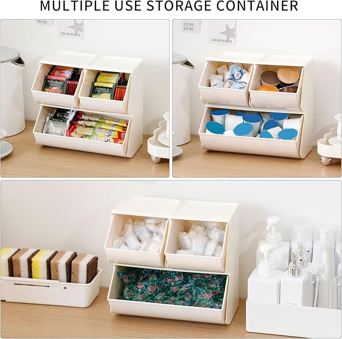 Coffee Pod Holder, 3 Pack, Cream | Plastic Storage Organizer Box, - Image 7