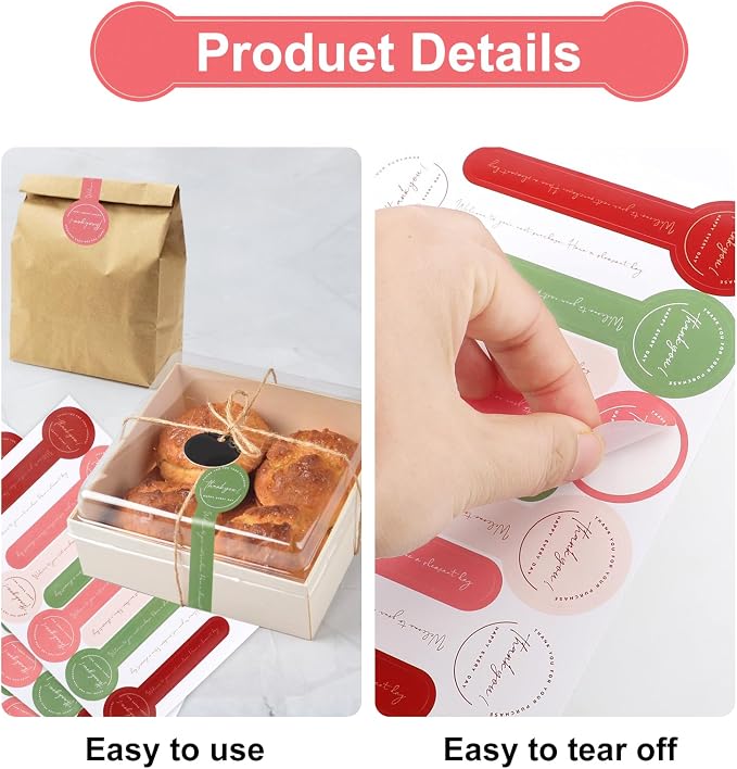 400Pcs Handmade Food Baking Seal Stickers Labels, Colorful Long Label Bakery - Image 3