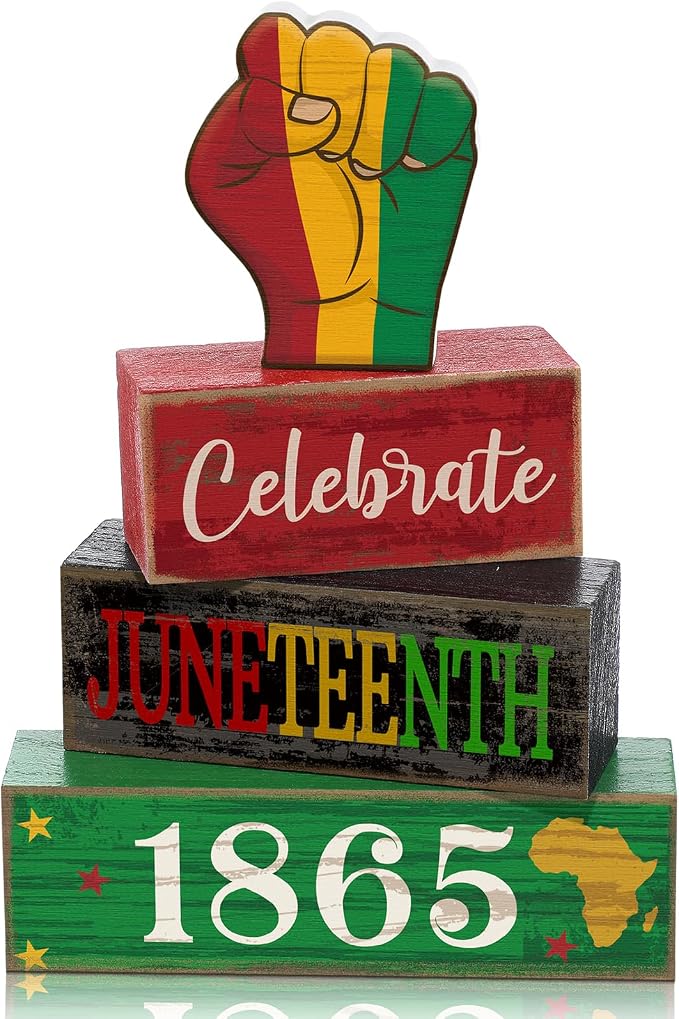 4 Pcs Juneteenth Table Decorations Juneteenth Tiered Tray Decor Rustic 1865 by Yuntau