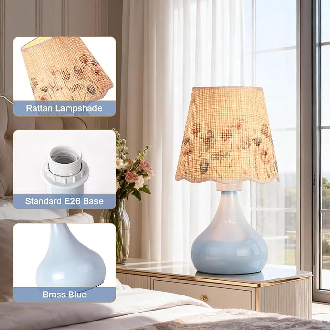 Ziqqeelam Blue Small Bedside Cute Table Lamp - Image 4