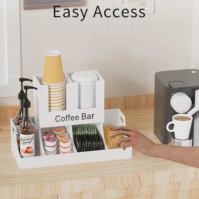 Coffee Station Organizer, Wooden Coffee Bar Organizer - Image 2