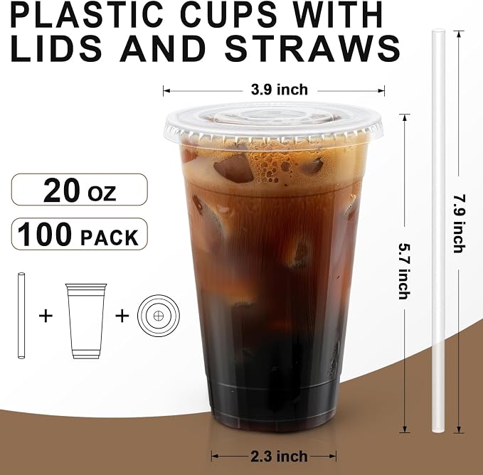 Lamosi 100 Pack 20 oz Clear Plastic Cups - Image 2