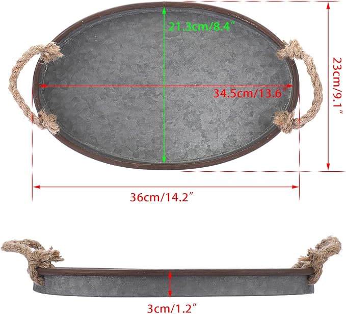 Hipiwe Galvanized Metal Iron Oval Tray - Image 7