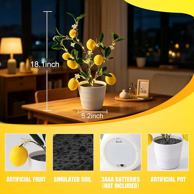 Artificial Lemon Tree Lamp Night Light, Lemon Lamp - Image 9
