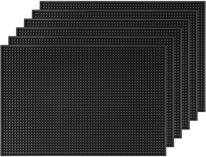 Bar Mats 18"x12" 6 Pack Black, Countertop Coffee Mat by Professionallyfocused