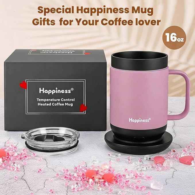 Happiness Smart Heated Coffee Mug, Rechargeable Electric Self Heating - Image 2