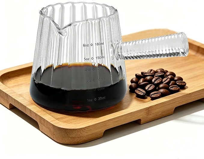 FANTESTICRYAN 6OZ Measuring Cup, Ribbed Borosilicate Glass Espresso Cup by FANTESTICRYAN