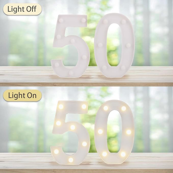 50th Birthday Decoration Light Up Letters, Battery Powered LED Numbers Marquee - Image 6