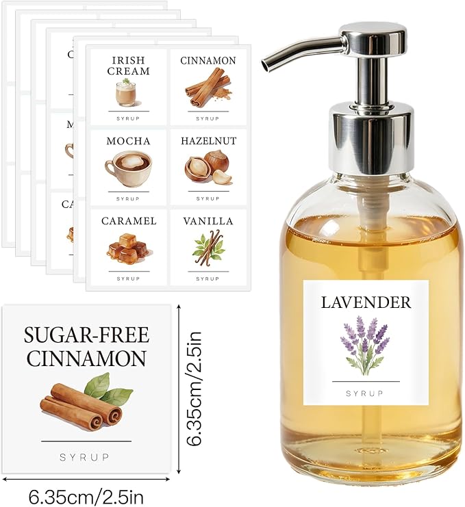 36PCS Decorative Coffee Syrup Labels, Elegant Art Design Waterproof Stickers - Image 2