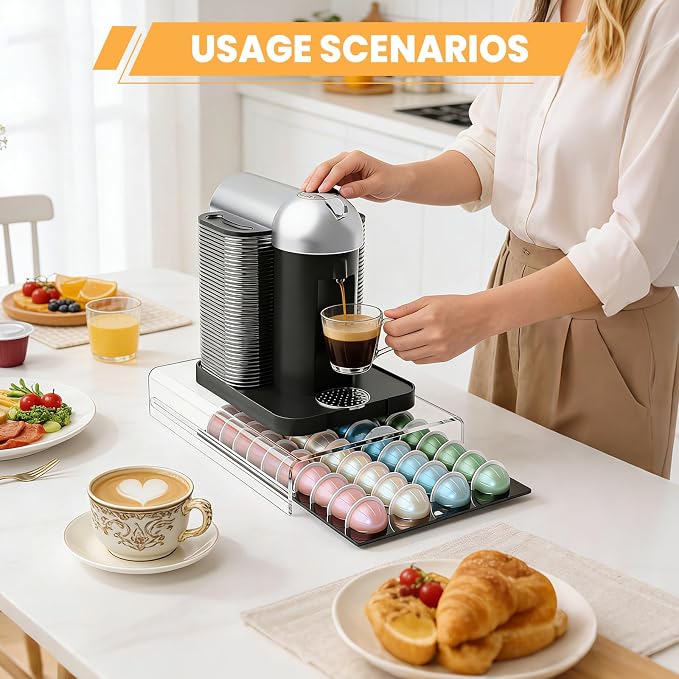 Garvee Pod Holder Drawer Holds 40 Capsules, Countertop Coffee Pod Storage - Image 2