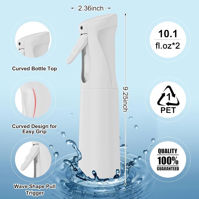 IMPORX Continuous Spray Bottle for Hair 2 Pack Home Essentials Spray Bottles - Image 2