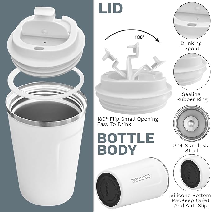 YINBAOGE Insulated Travel Coffee Mug, Spill & Leak Proof, Portable To Go - Image 2