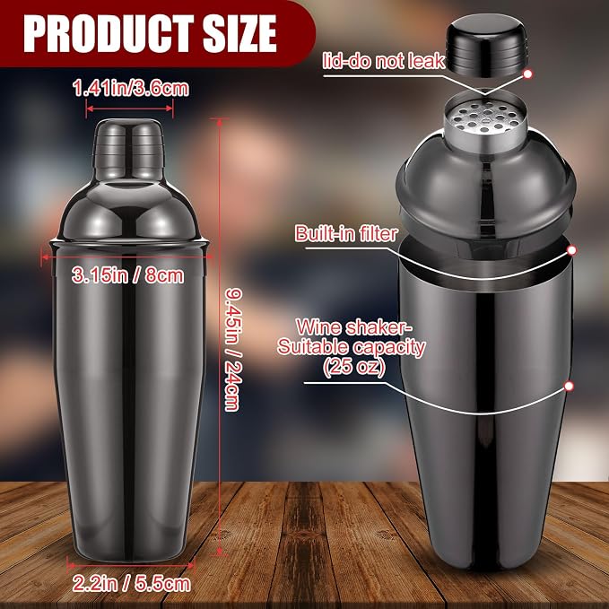 Nitial 6 Pcs Bar Cocktail Shaker Professional Stainless Steel Martini Drink - Image 2
