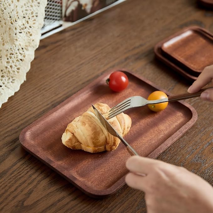 Wooden Serving Tray for Coffee Table Decorative Trays, Rectangular Solid Wood - Image 3