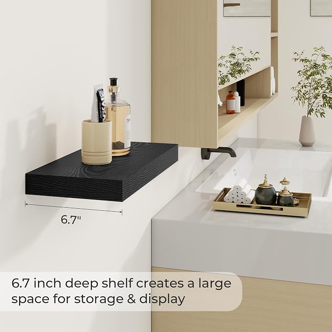 Dreamland 16 Inch Long Floating Shelves in Black, 6.7 Inch Deep Floating Shelf - Image 4