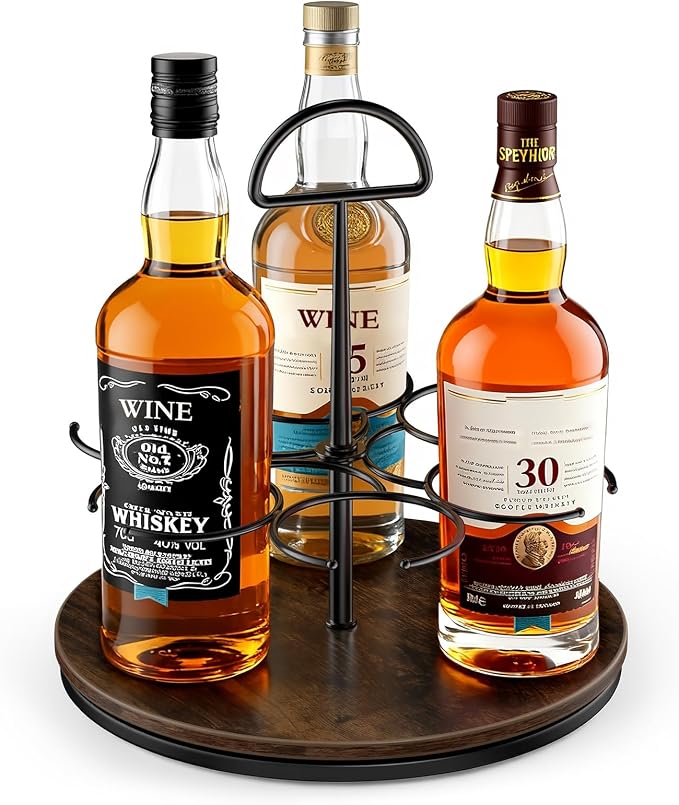 360° Rotating Wine and Coffe Syrup Bottle Rack, 6-Bottle Countertop Organizer by MAYELMCharcuterieBoard