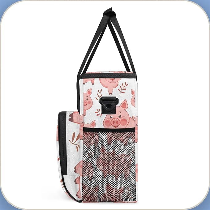 Cute Cartoon Pig Coffee Maker Carring Bag, Large Insulated Storage Organizer - Image 4