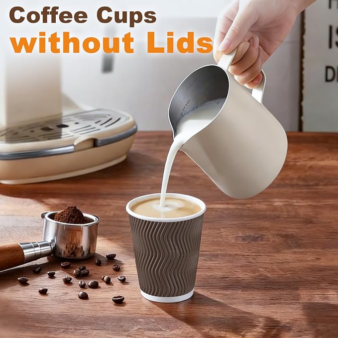 BYSNOW 150 Pack 8 oz Coffee Cups, Insulated Corrugated Ripple Wall Hot Beverage - Image 4