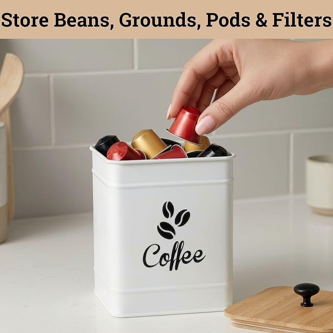 Airtight Coffee Canister - 40 oz Large Iron White Coffee Container Airtight - 6 - Image 5