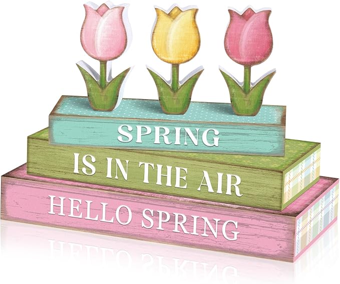 Amyhill 6 Pcs Spring Table Decor, Wooden Pastel Tulip Flower Signs, Decorative by Amyhill