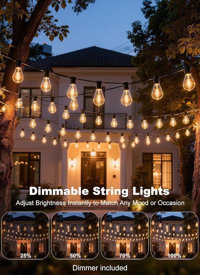 100FT Outdoor String Lights Waterproof, 36+1 Shatterproof S11 LED Bulbs - Image 4