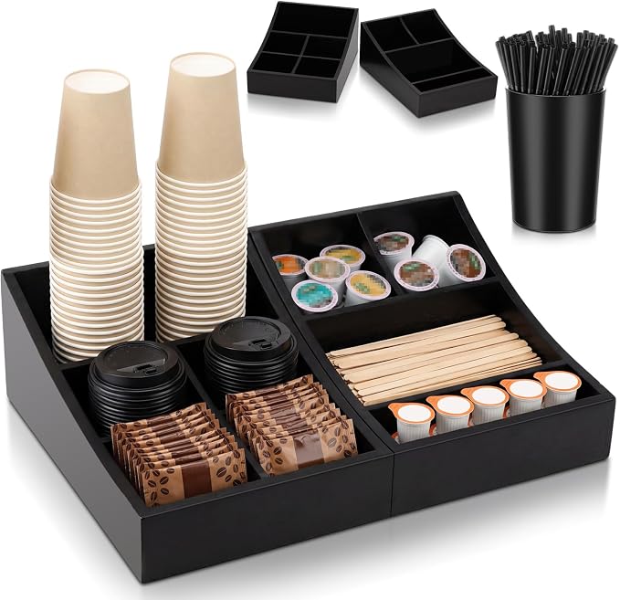 3 Pcs Coffee Station Organizer Bar Accessories Include 2 Wooden Coffee Bar by Unknown