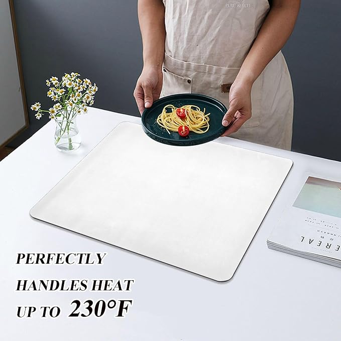 White Dish Drying Mat for Kitchen Counter No-slip Rubber Bottom Coffee Mat - Image 5