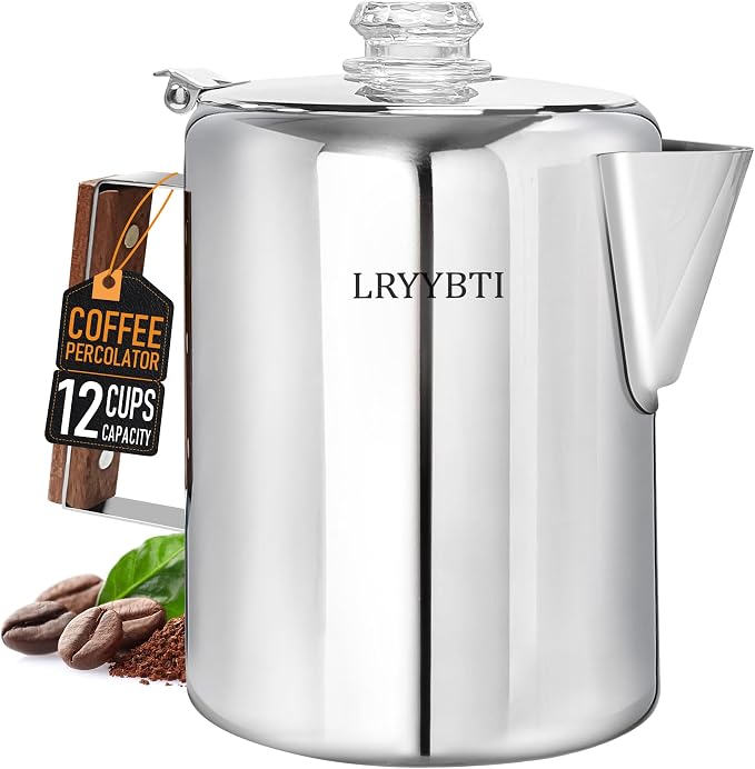 Percolator Coffee Pot Stainless Steel Camping Coffee Pot-NO Aluminum or Plastic by LRYYBTI