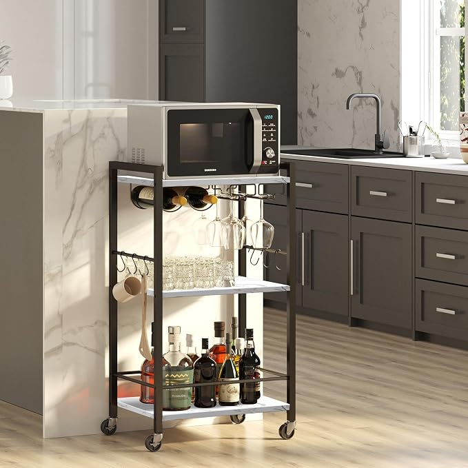 TUTOTAK Bar Cart, Home Bar Serving Cart, Small Wine Cart - Image 2