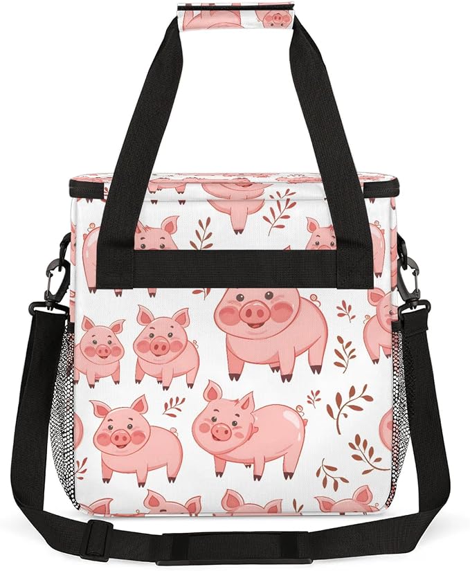 Cute Cartoon Pig Coffee Maker Carring Bag, Large Insulated Storage Organizer - Image 5