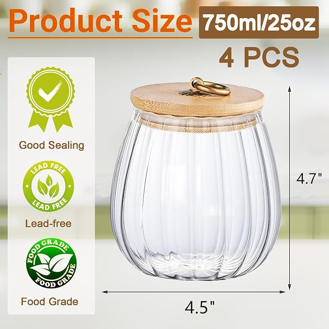Frcctre 4 Pack 25 FL OZ Glass Storage Jars - Image 2