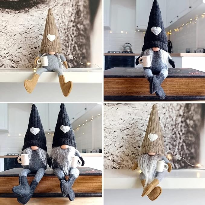 2 Pcs Coffee Gnomes Plush Bar Decor, Handmade Swedish Tomte Gnomes Gifts - Image 7
