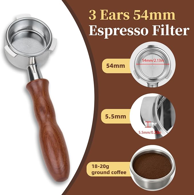 54mm Bottomless Portafilter 3 Ears Espresso Portafilter - Image 3